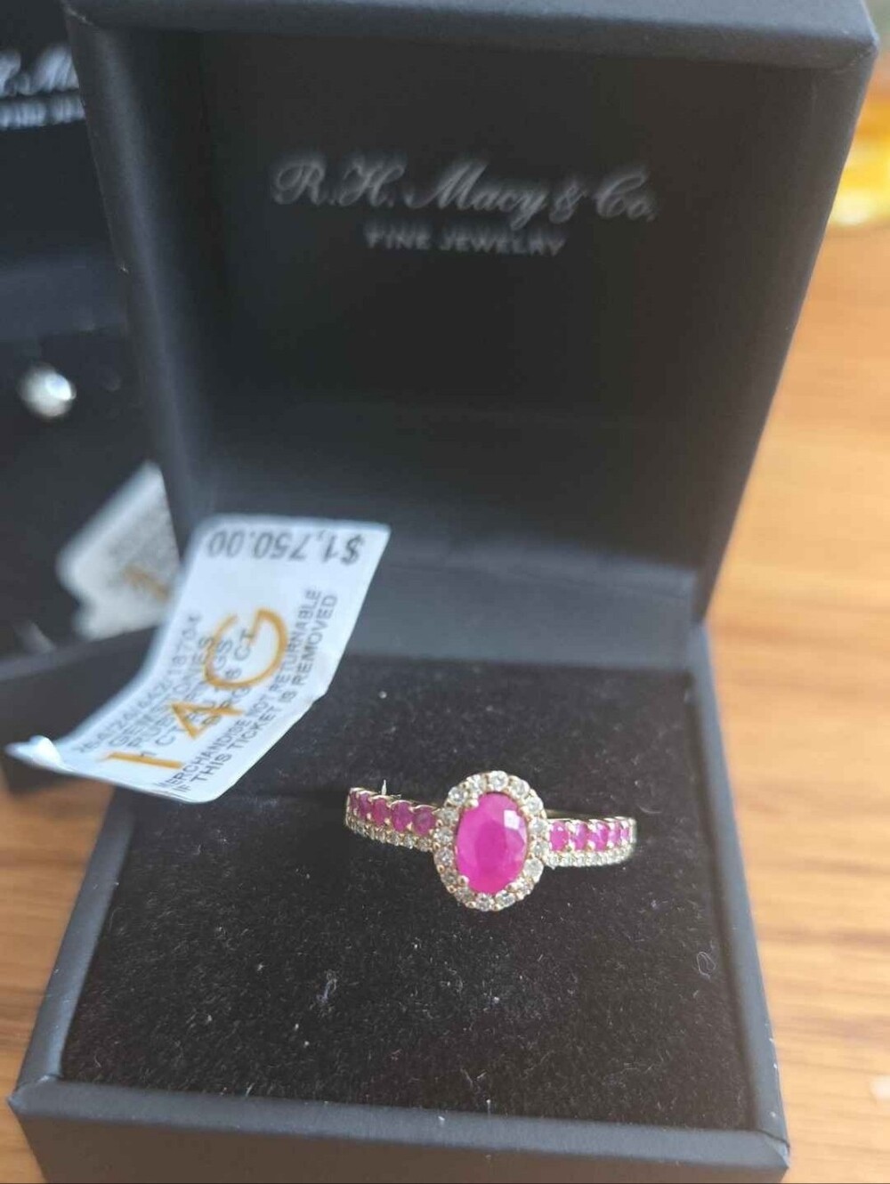 Ruby Halo Ring with Pavé Band - 14K Gold